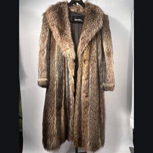 VTG Neiman Marcus Raccoon Fur Coat Full Length Heavyweight Brown/Blond